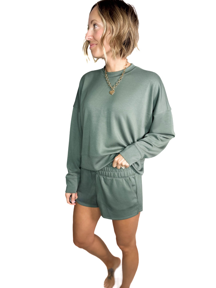 Kate Scuba Shorts Short Set- DARK FOREST