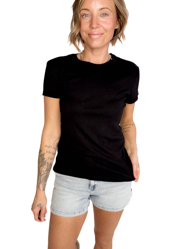 Shalena Soft Cotton Blend Tee- BLACK-FINAL SALE