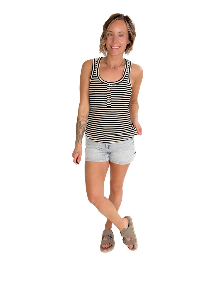 Juno Tank- BLACK STRIPE-FINAL SALE