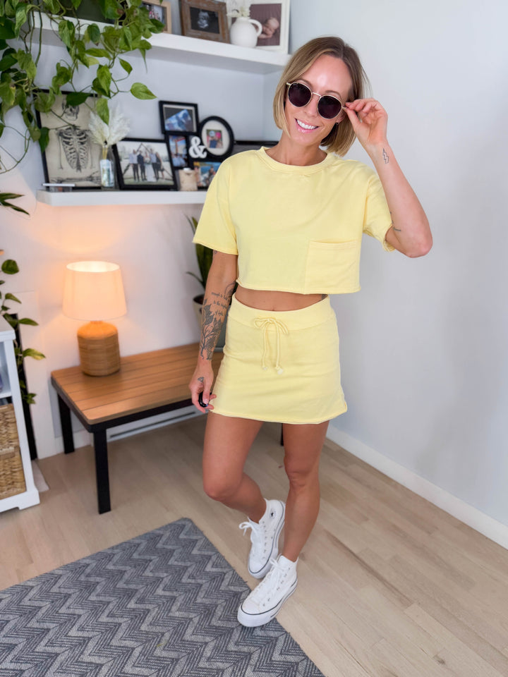 Sunny Rae Cotton Skort Set- LT YELLOW