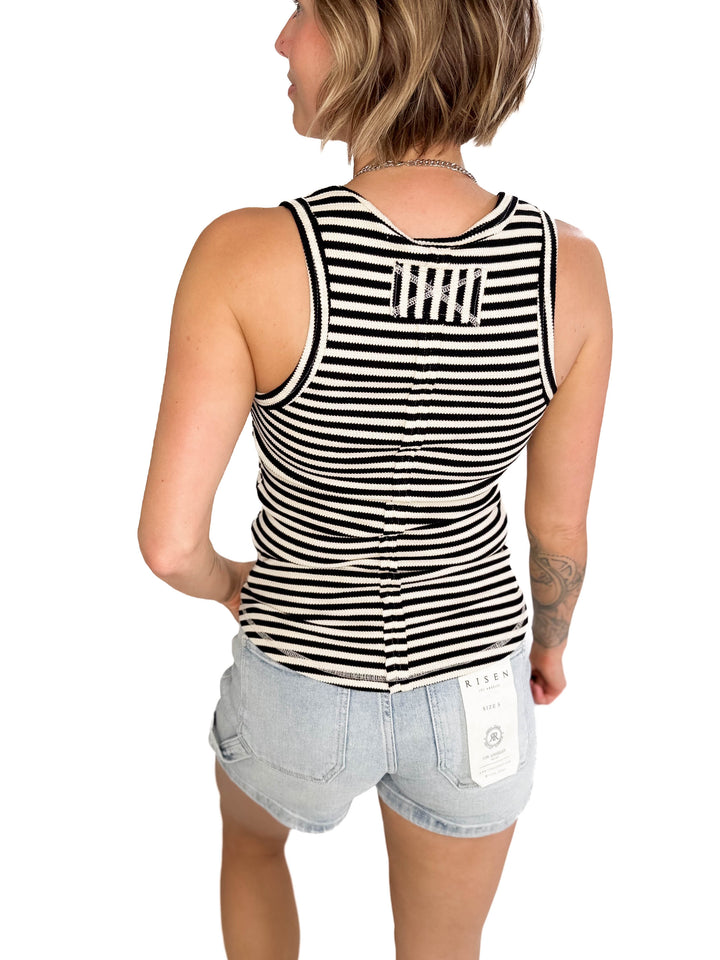 Juno Tank- BLACK STRIPE-FINAL SALE
