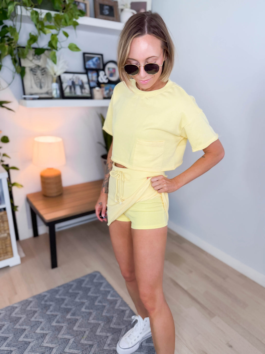 Sunny Rae Cotton Skort Set- LT YELLOW