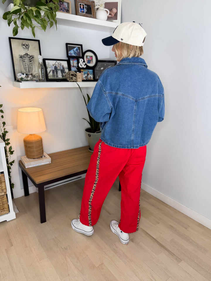 Amy Front Pocket Denim Jacket- MEDIUM BLUE