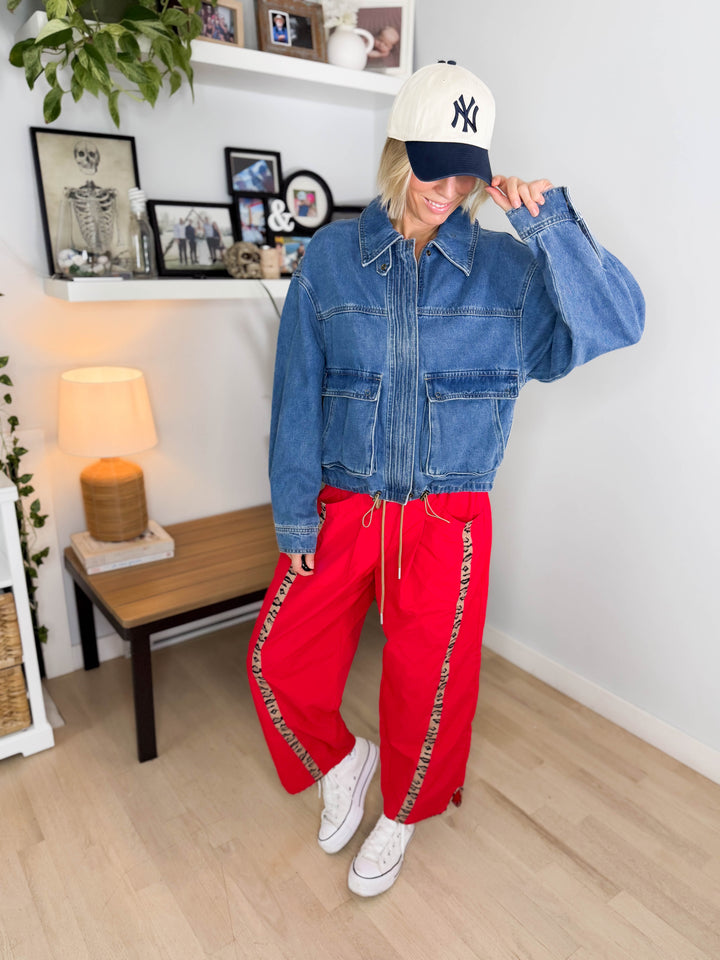 Amy Front Pocket Denim Jacket- MEDIUM BLUE