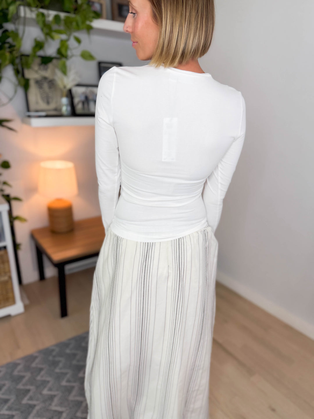 Noisy May Adriana  Organic Cotton Long Sleeve Top- CLOUD DANCER
