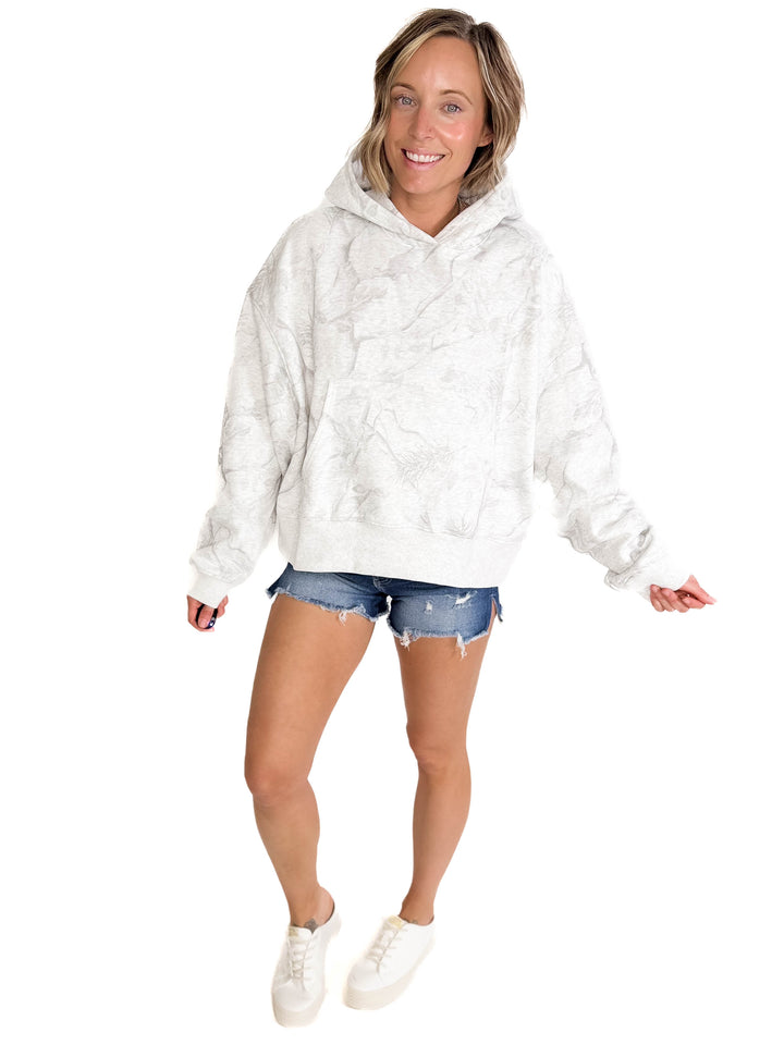 Owen Camouflage Loose Fit Front Pocket Hoodie- GREY