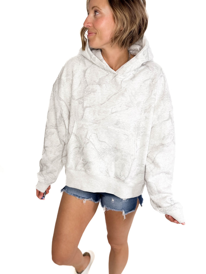 Owen Camouflage Loose Fit Front Pocket Hoodie- GREY