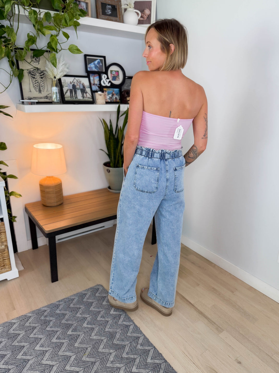 Honey Bloom Denim Drawstring Pant