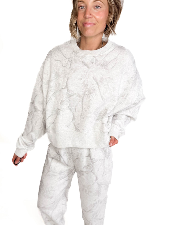Chad Camouflage Dropped Shoulder Sweater- GREY