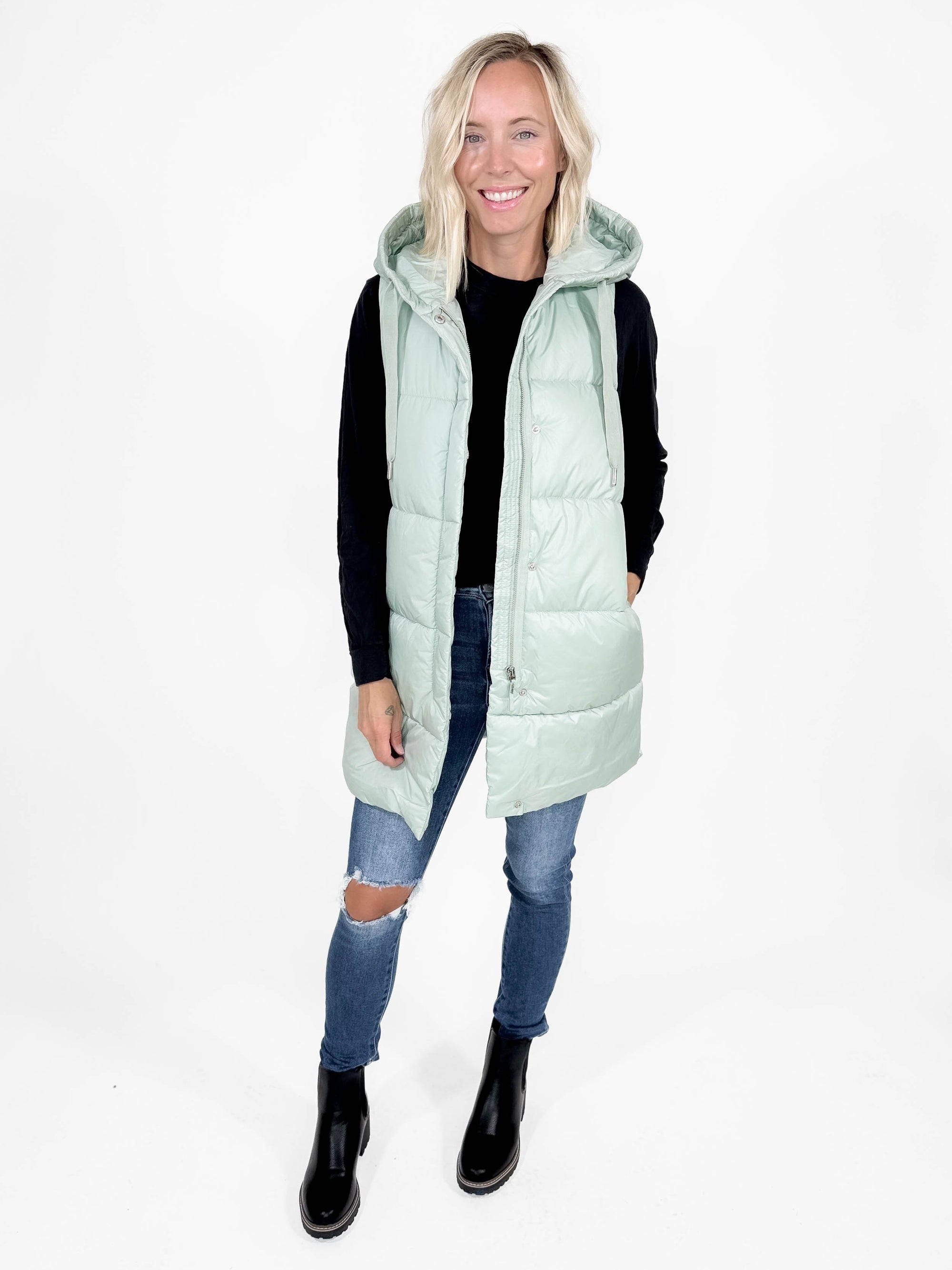 ONLY Washington Puffer Vest- AQUA GRAY