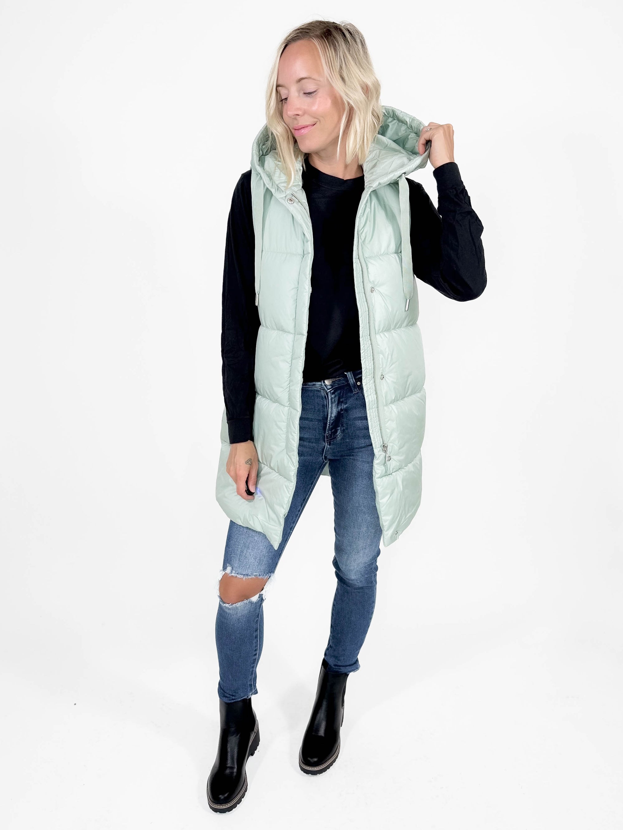 ONLY Washington Puffer Vest- AQUA GRAY