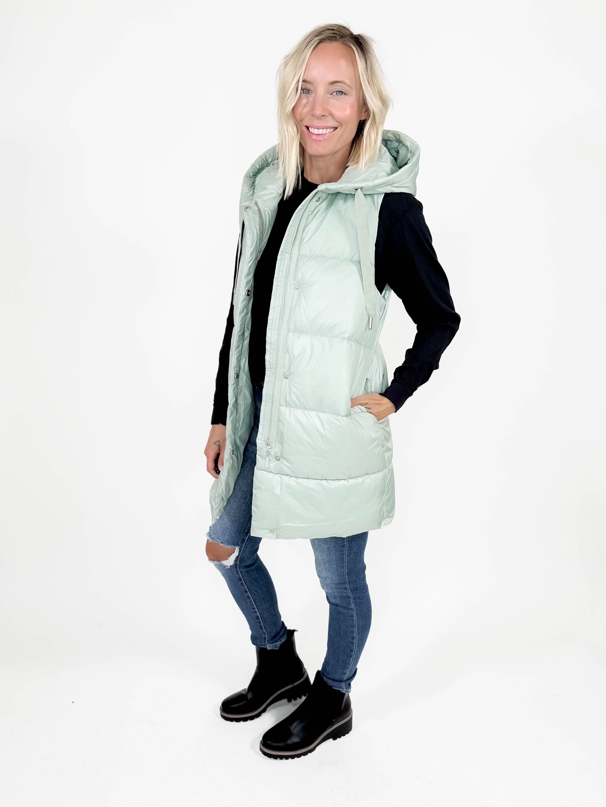 ONLY Washington Puffer Vest- AQUA GRAY