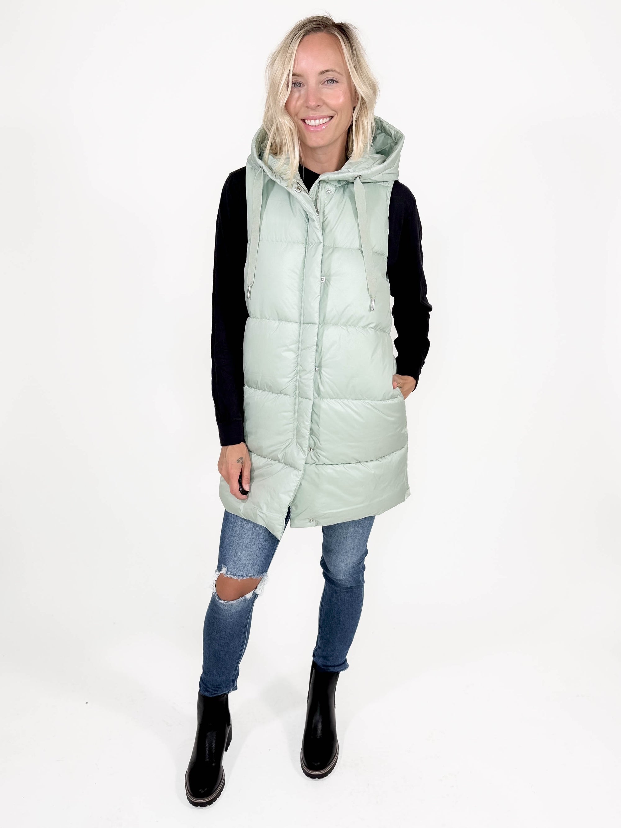 ONLY Washington Puffer Vest- AQUA GRAY