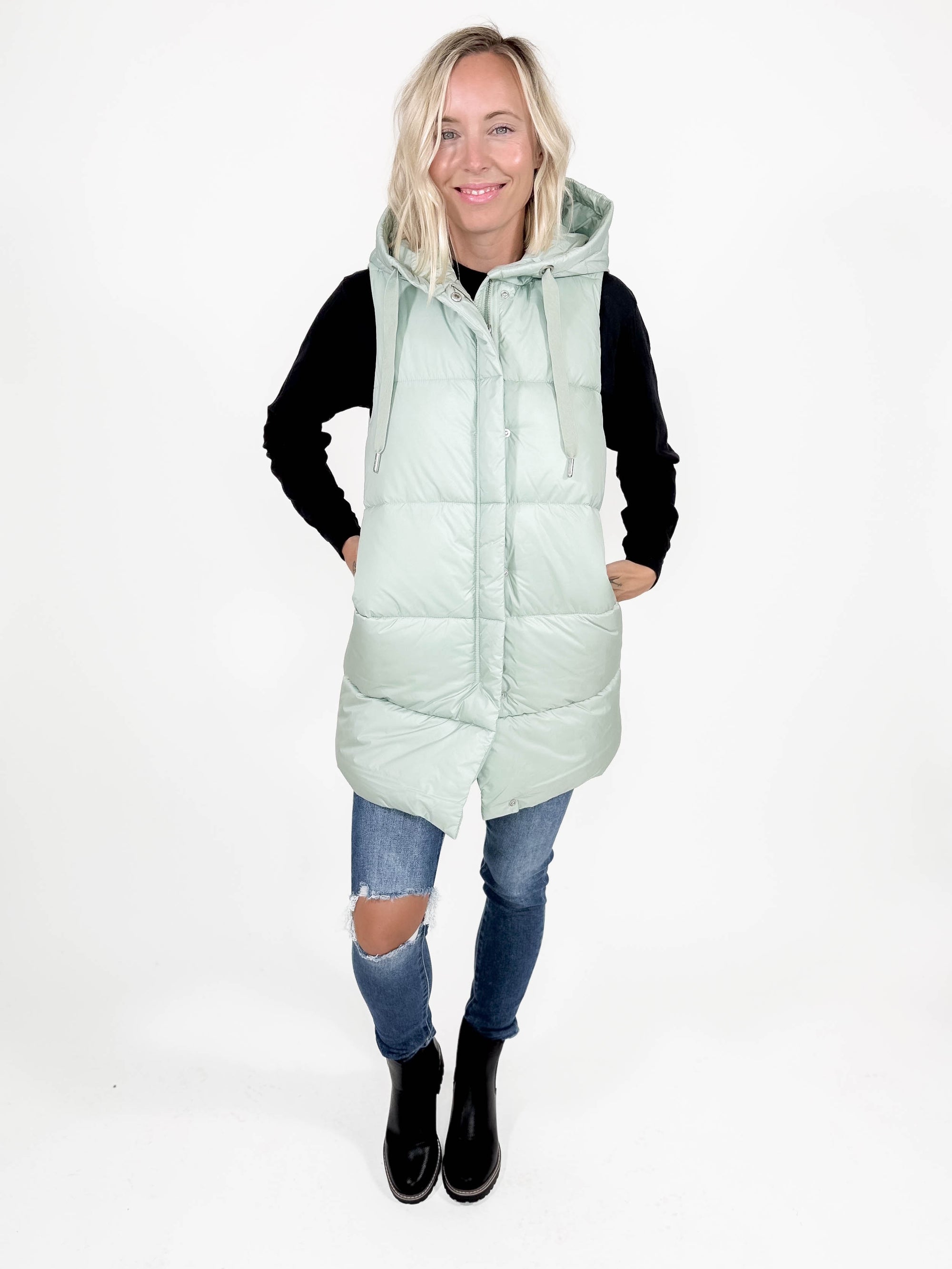 ONLY Washington Puffer Vest- AQUA GRAY