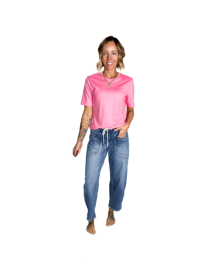 Only Freja Organic Cotton Structured Tee- BUBBLEGUM PINK