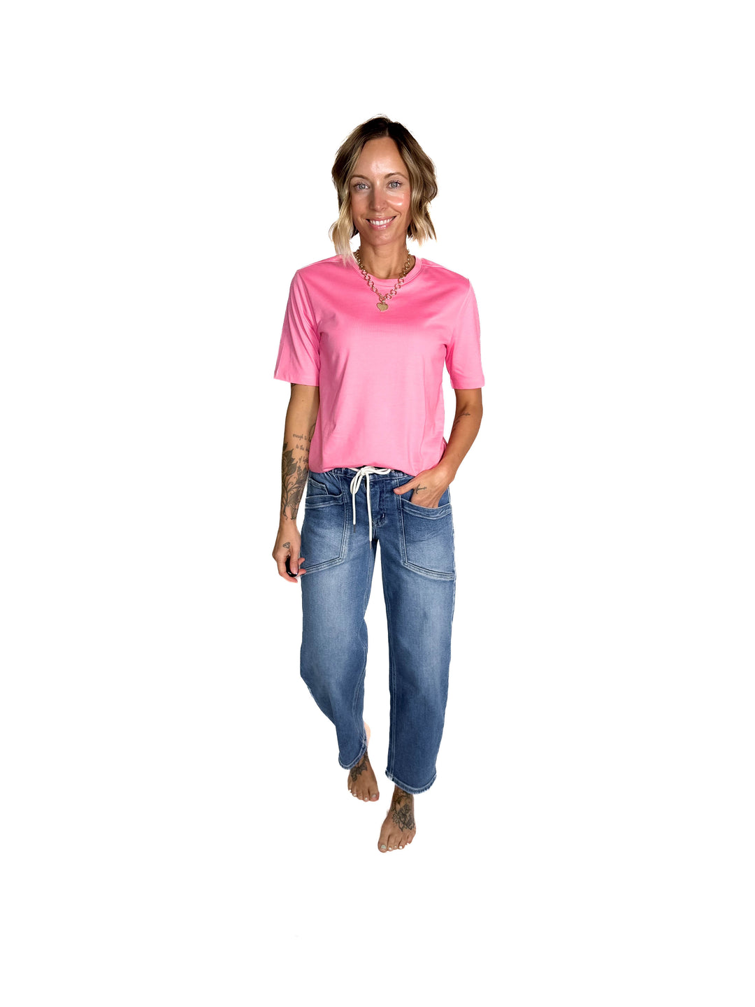 Only Freja Organic Cotton Structured Tee- BUBBLEGUM PINK