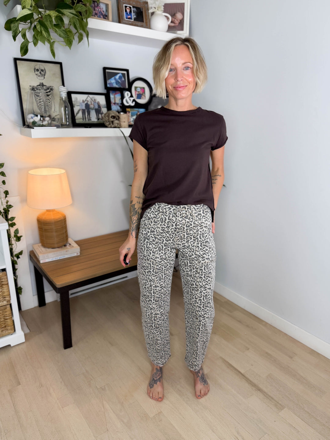 Vervet Beck High Rise Leopard Barrel Jeans- LEOPARD