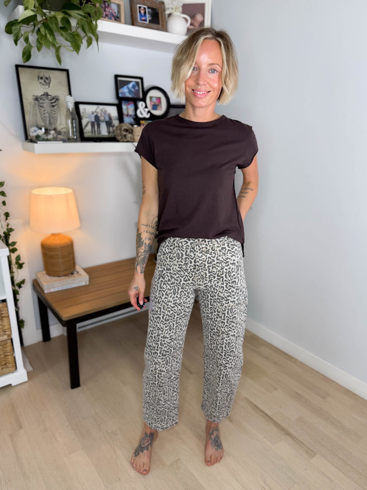 Vervet Beck High Rise Leopard Barrel Jeans- LEOPARD