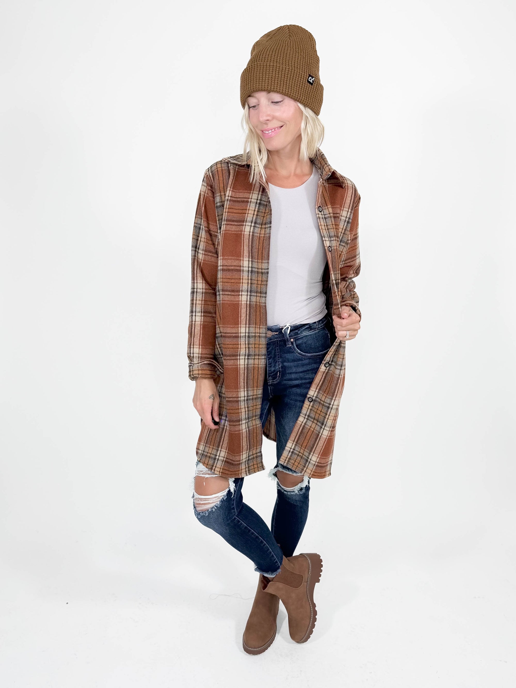 Renfrew Plaid Shacket- RUST