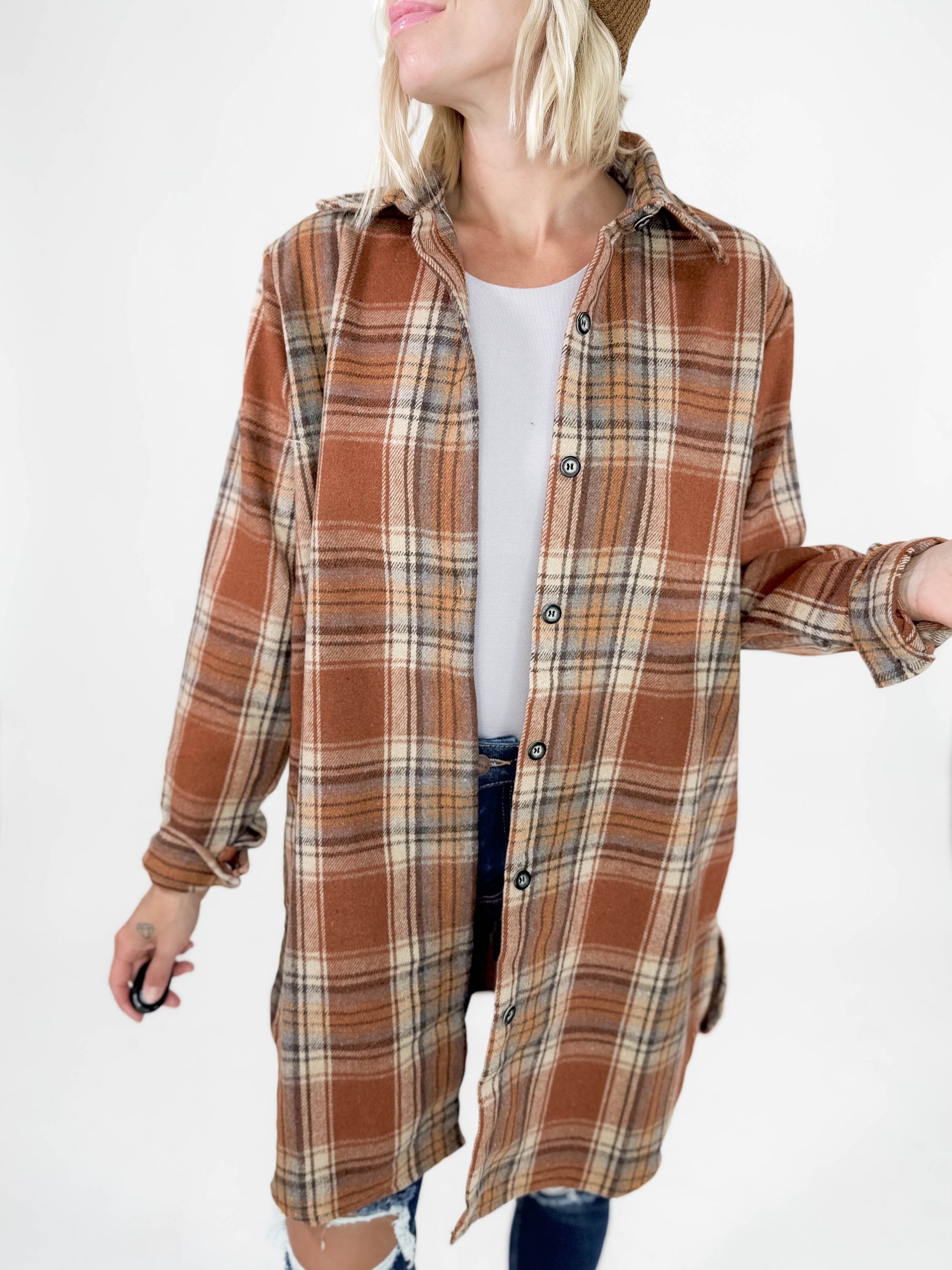 Renfrew Plaid Shacket- RUST