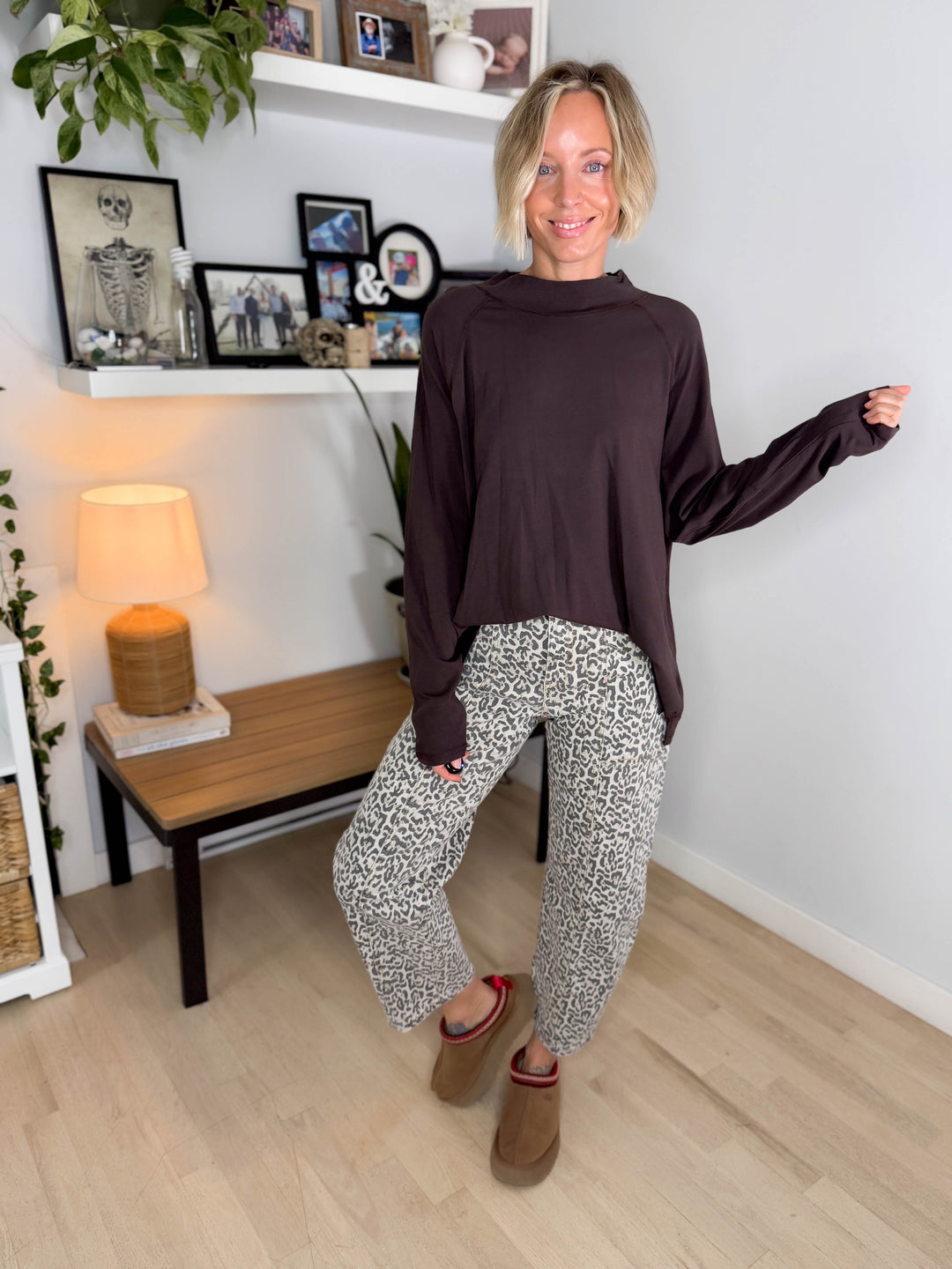 Mono B Scottie Pima Cotton Mockneck Long Sleeve- COFFEE BEAN