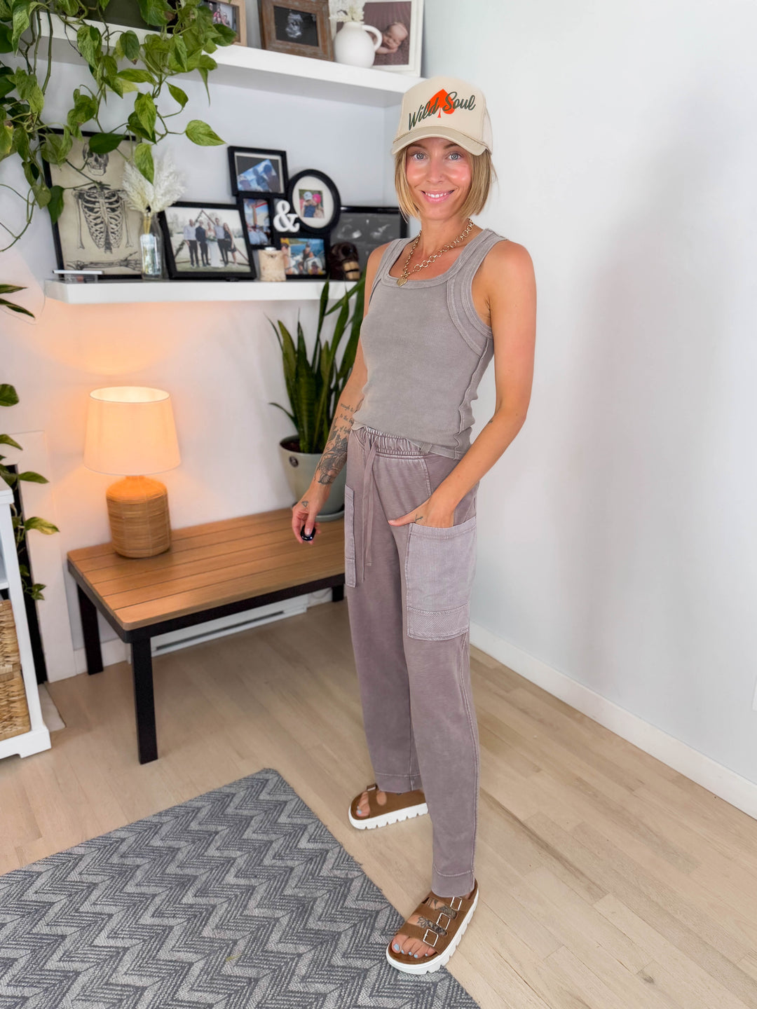 Sunlit Shore French Terry Top & Pant Set- MOCHA