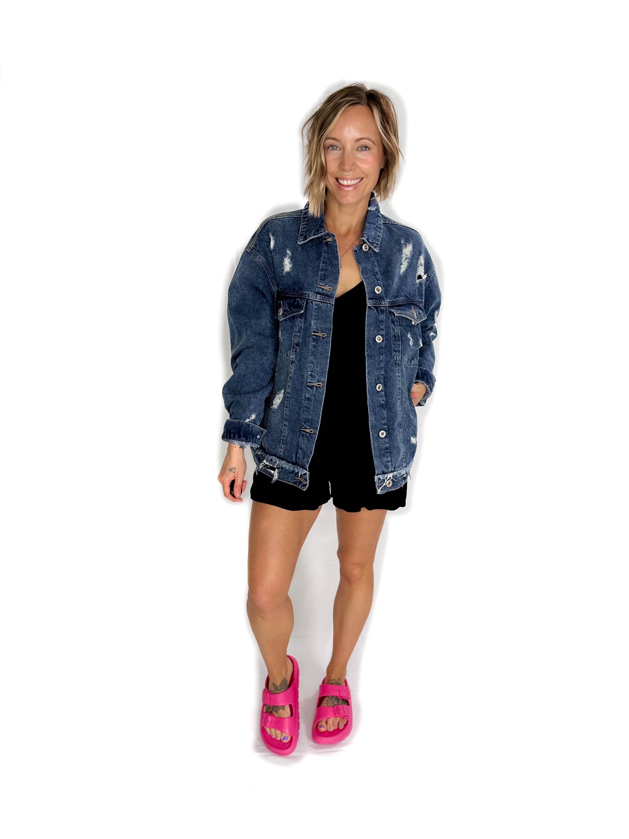 Modela Boyfriend Denim Jacket- DARK WASH