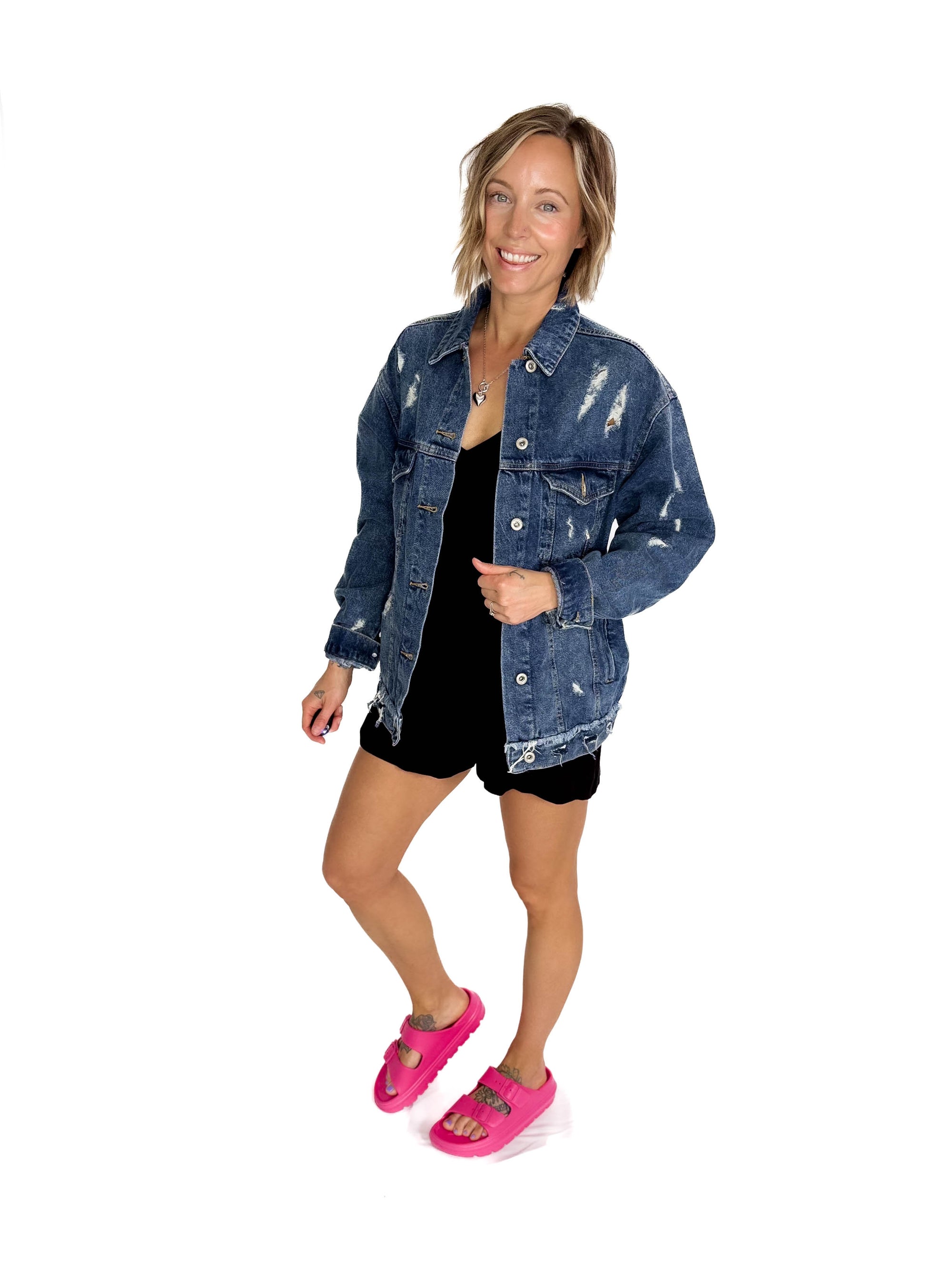 Modela Boyfriend Denim Jacket- DARK WASH