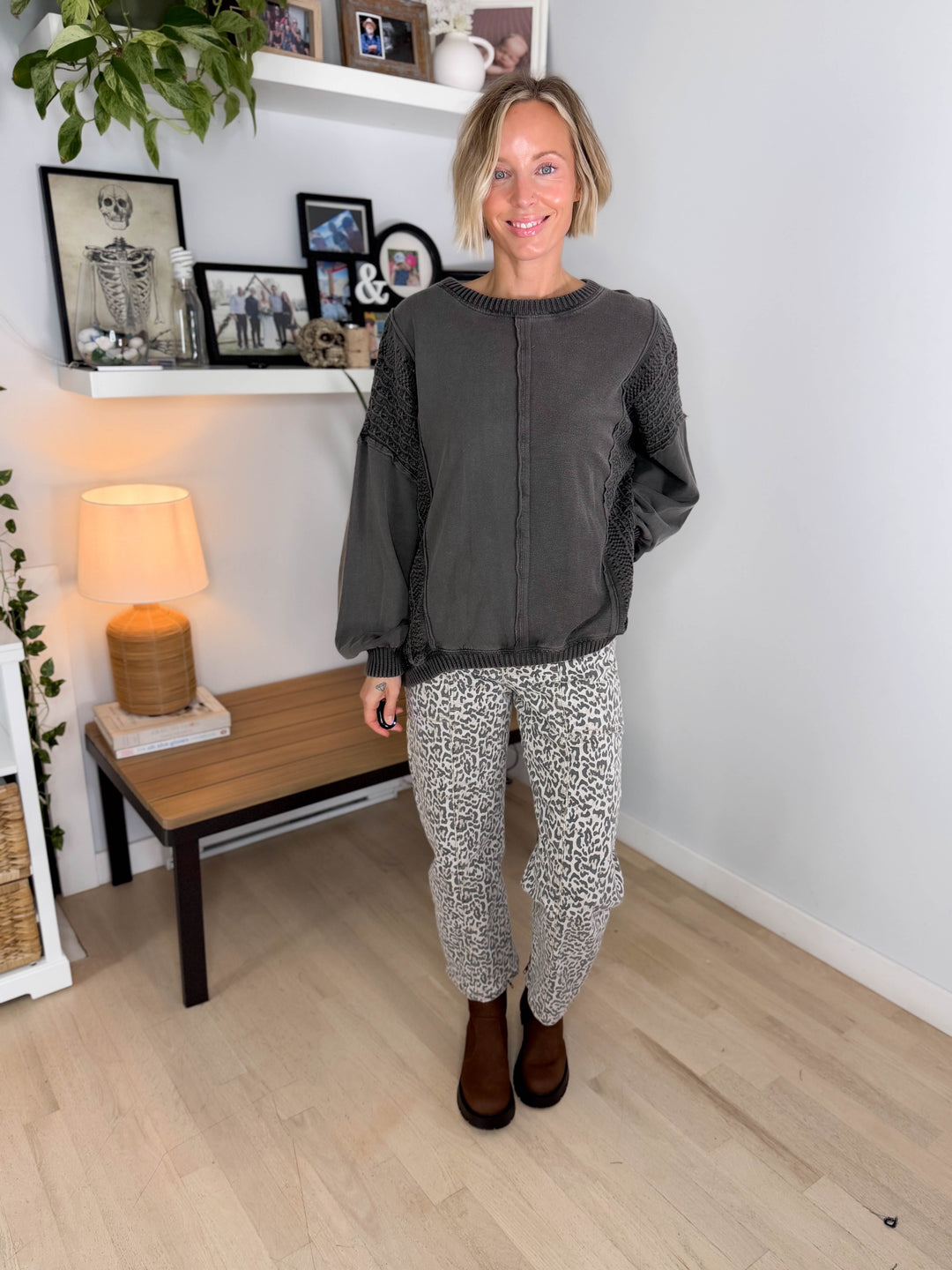 Victoria Washed Cotton Sweater- ASH