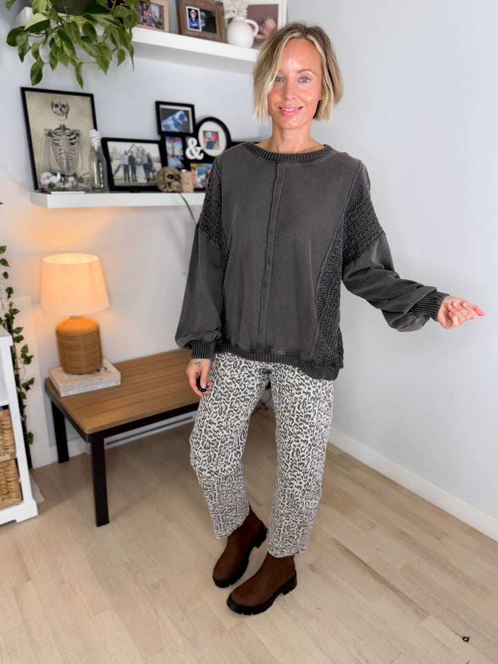 Victoria Washed Cotton Sweater- ASH
