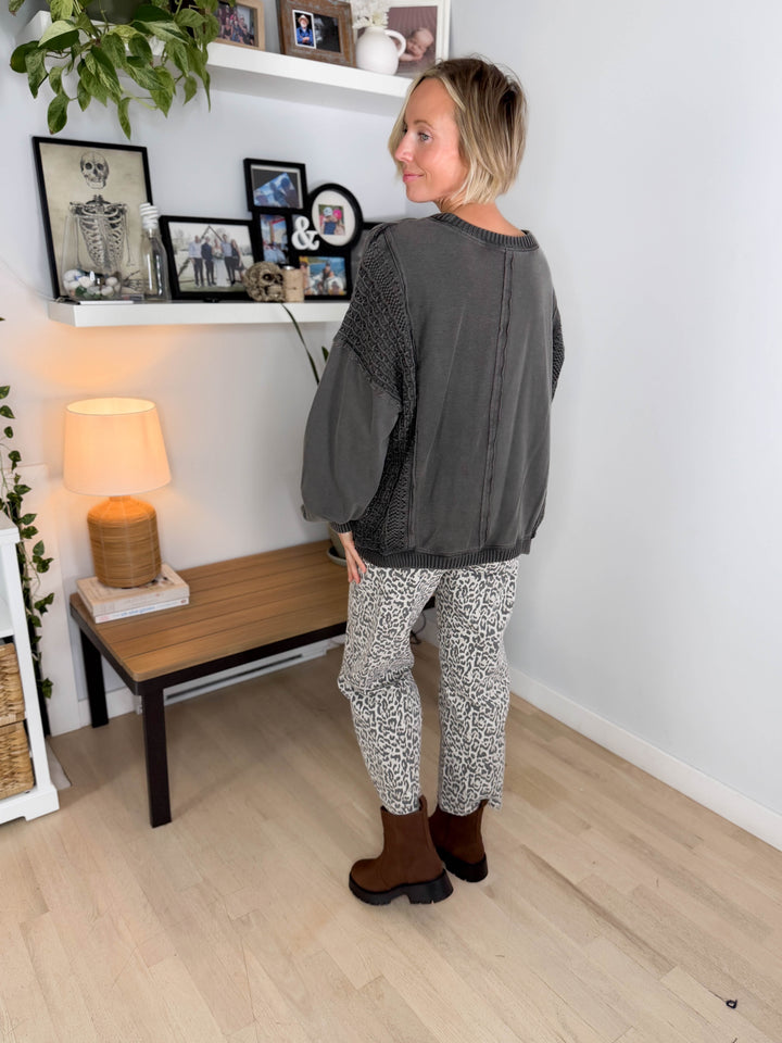 Victoria Washed Cotton Sweater- ASH