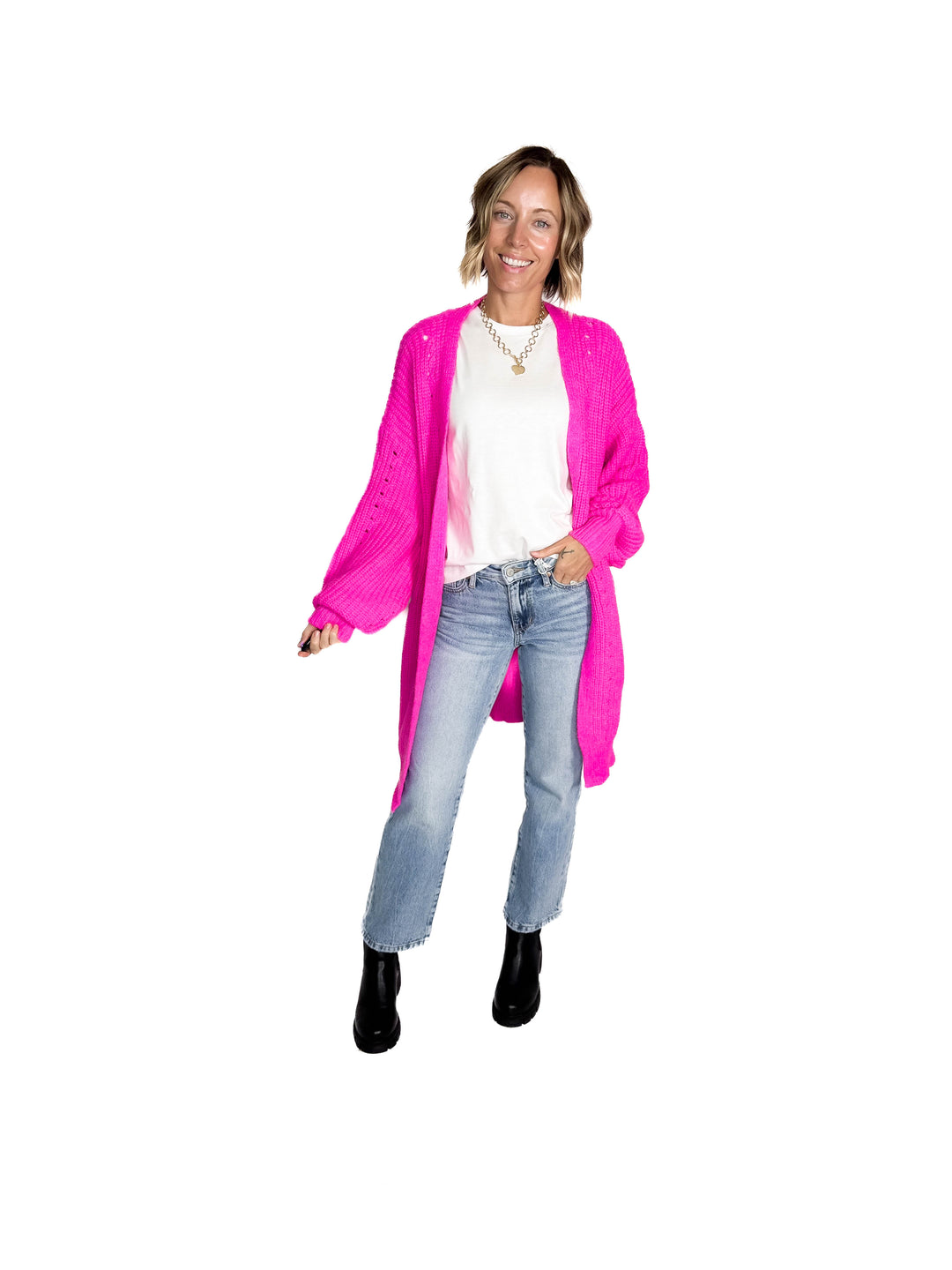 Arlo Soft Knit Cardigan- HOT PINK