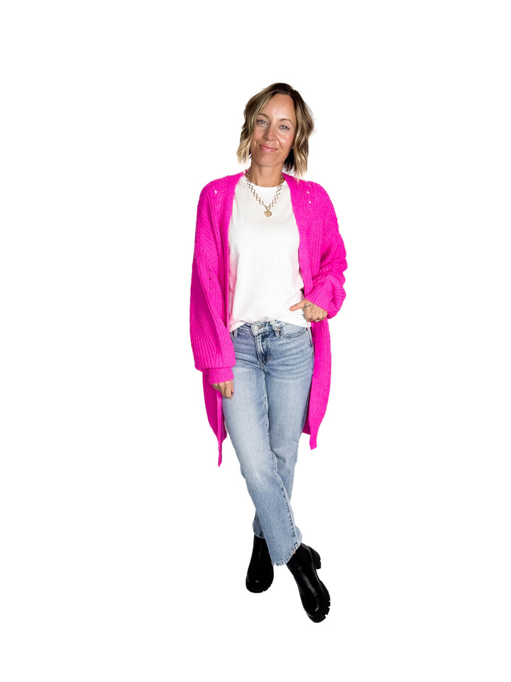 Arlo Soft Knit Cardigan- HOT PINK