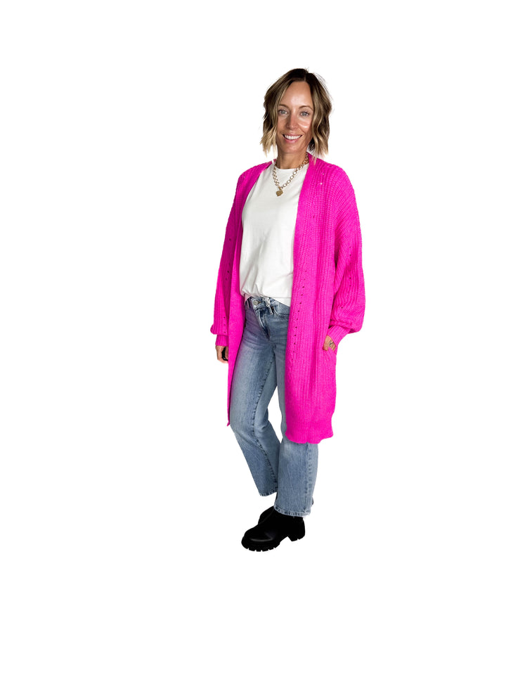 Arlo Soft Knit Cardigan- HOT PINK