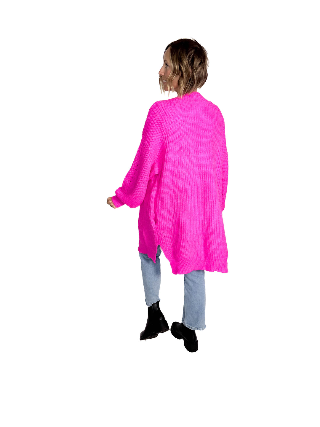 Arlo Soft Knit Cardigan- HOT PINK