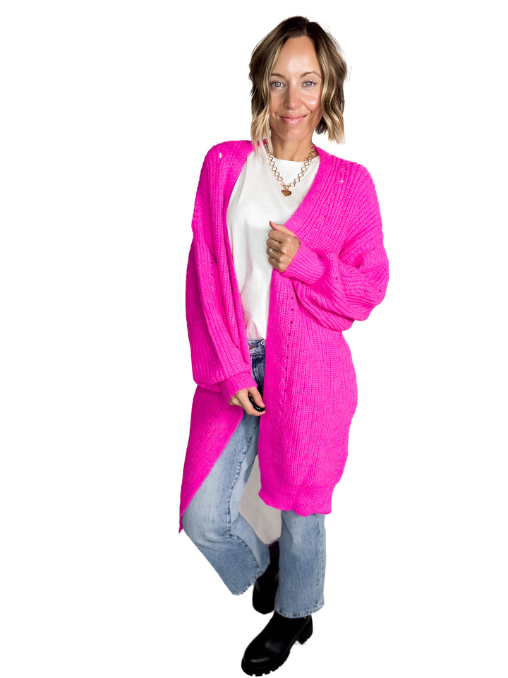 Arlo Soft Knit Cardigan- HOT PINK