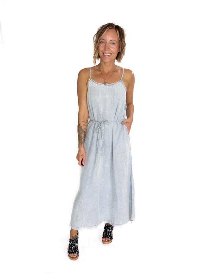 THREAD & SUPPLY Lyra Midi Dress- LIGHT WASH-FINAL SALE