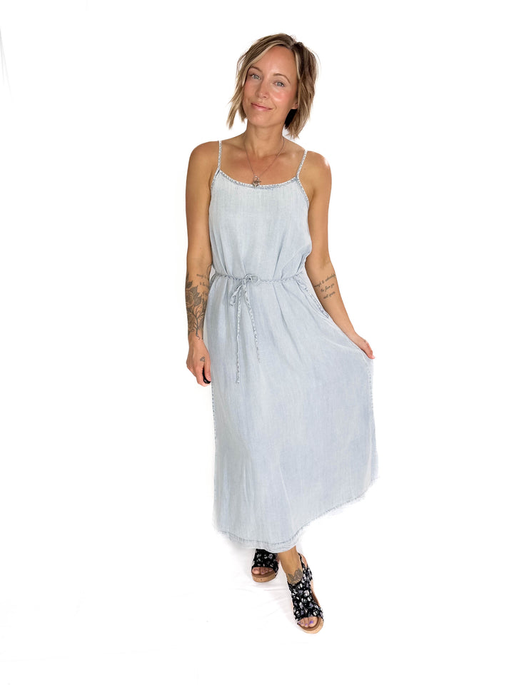 THREAD & SUPPLY Lyra Midi Dress- LIGHT WASH-FINAL SALE