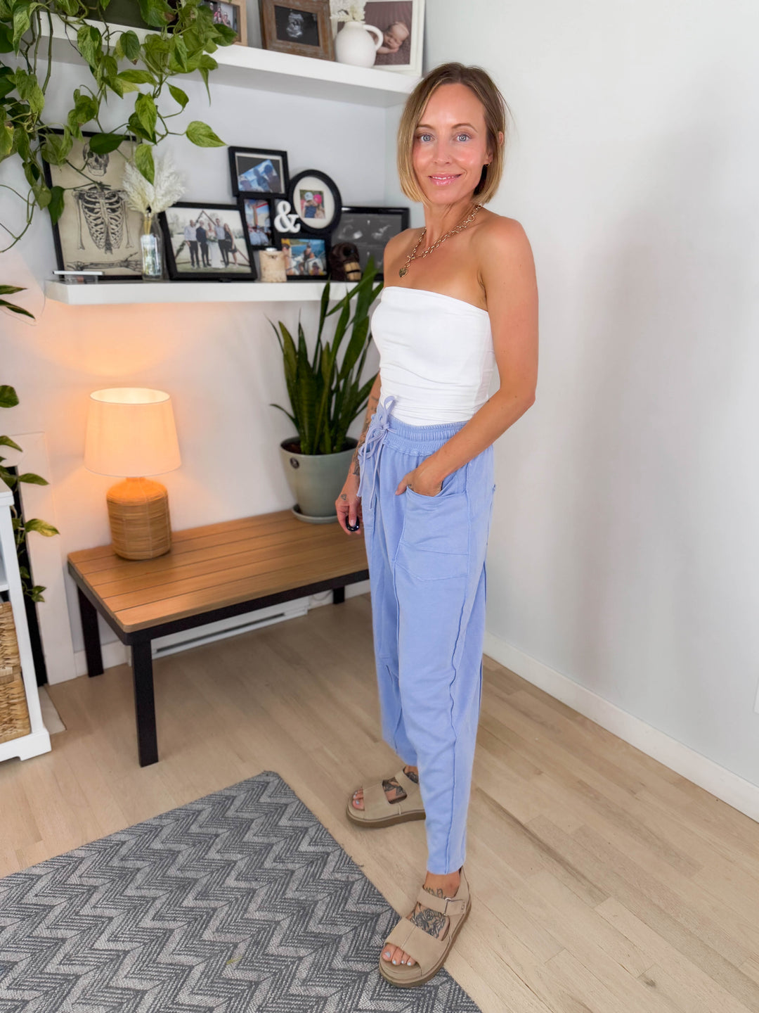 Amery Mineral Washed Barrel Pant- PERIWINKLE