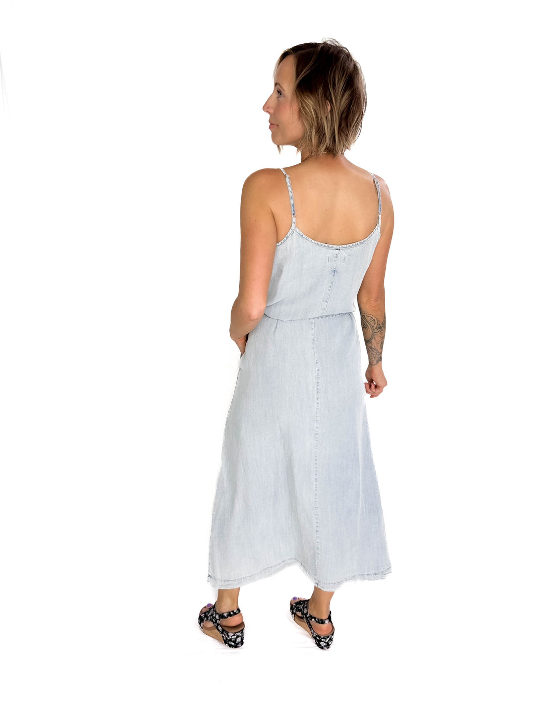 THREAD & SUPPLY Lyra Midi Dress- LIGHT WASH-FINAL SALE