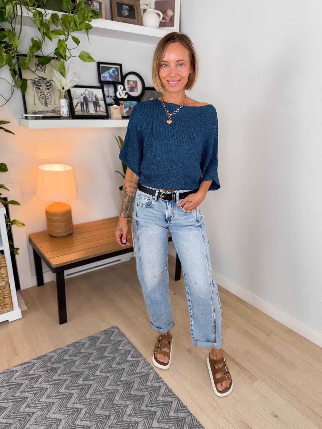 Brisol Dolman Knit Sweater- TEAL