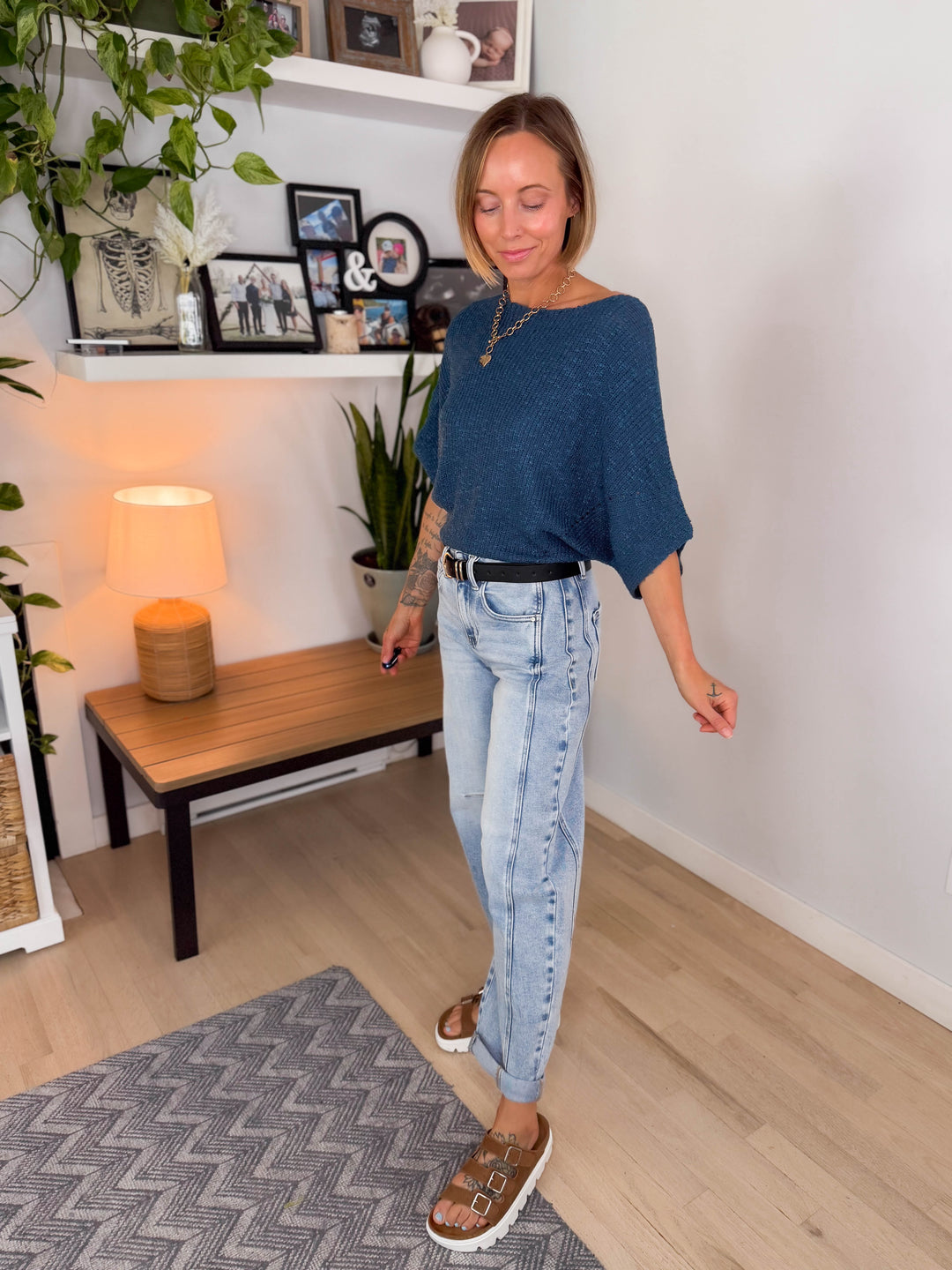 Brisol Dolman Knit Sweater- TEAL