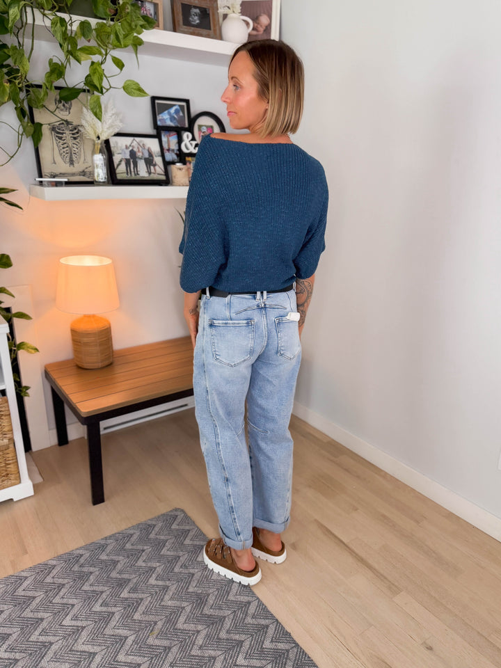 Brisol Dolman Knit Sweater- TEAL