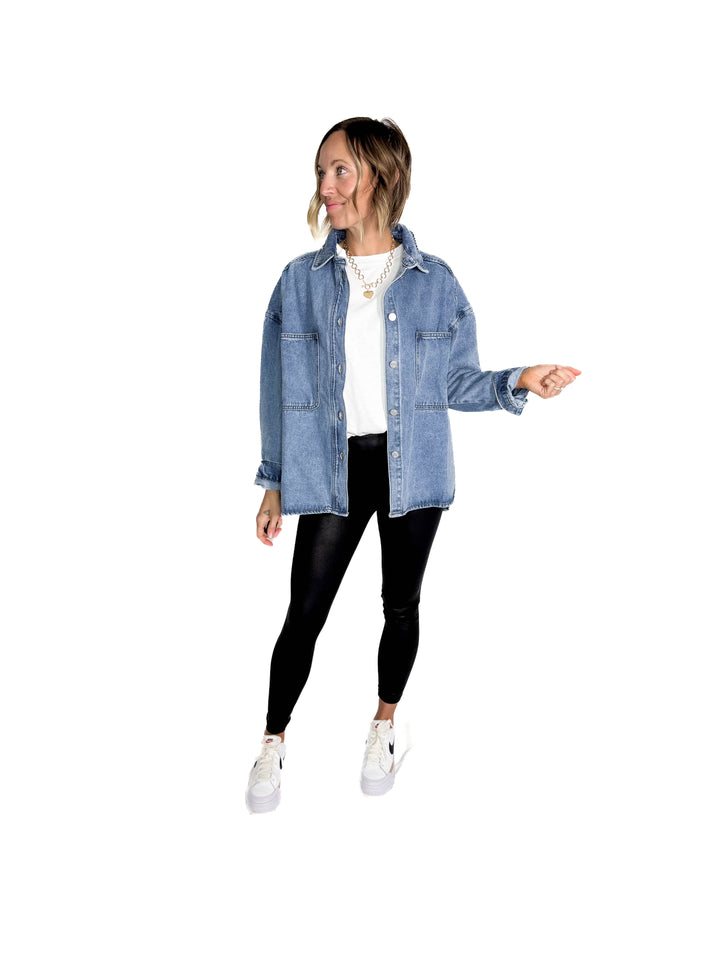 Sloane Denim Shacket- WASHED DENIM