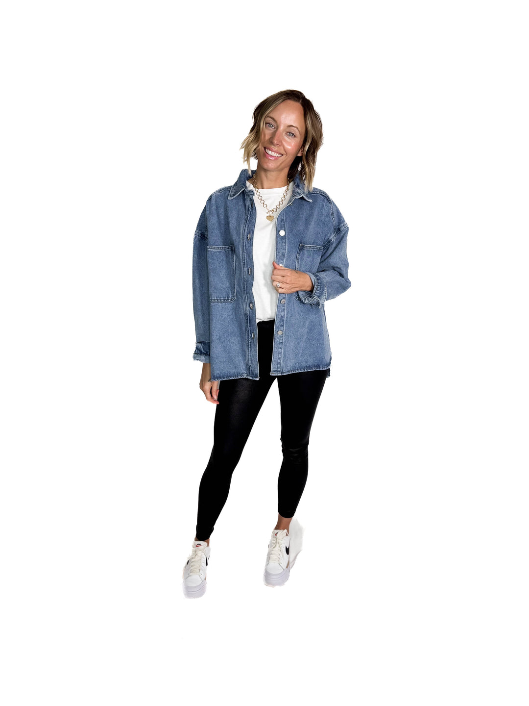 Sloane Denim Shacket- WASHED DENIM