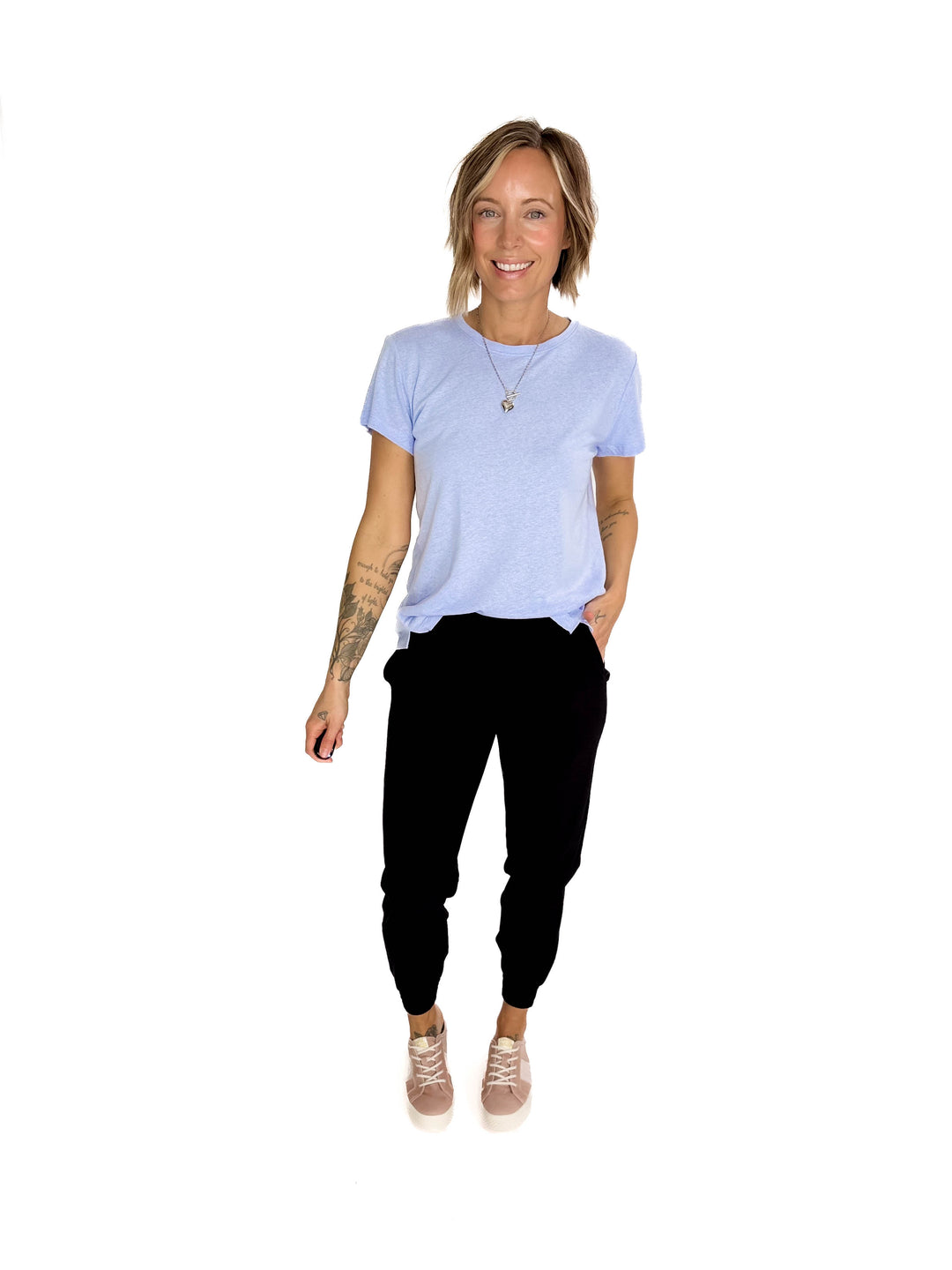 Solena Classic Round Hem Tee- CHAMBRAY-FINAL SALE