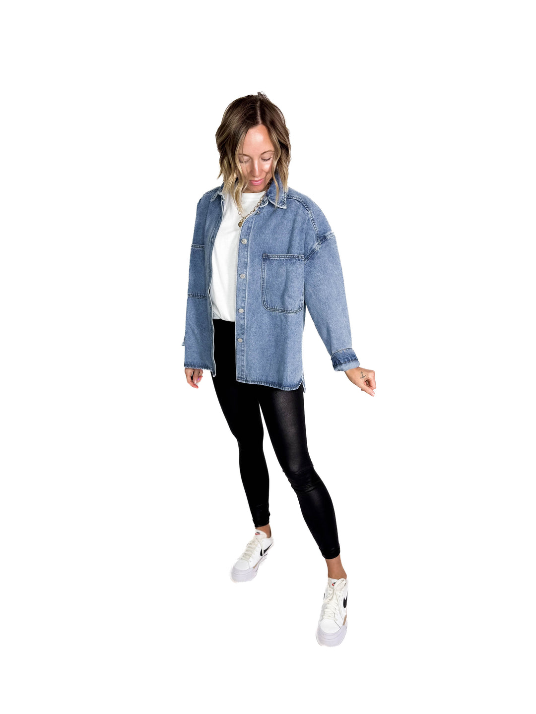 Sloane Denim Shacket- WASHED DENIM