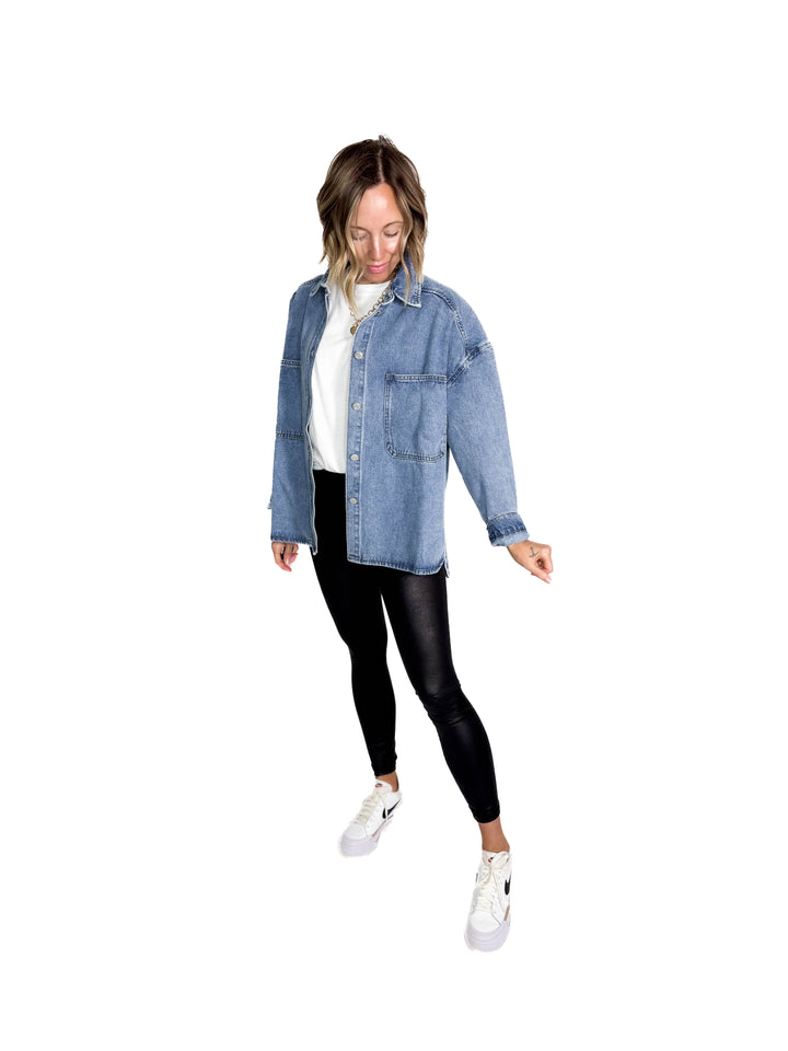 Sloane Denim Shacket- WASHED DENIM