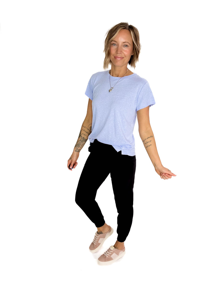 Solena Classic Round Hem Tee- CHAMBRAY-FINAL SALE