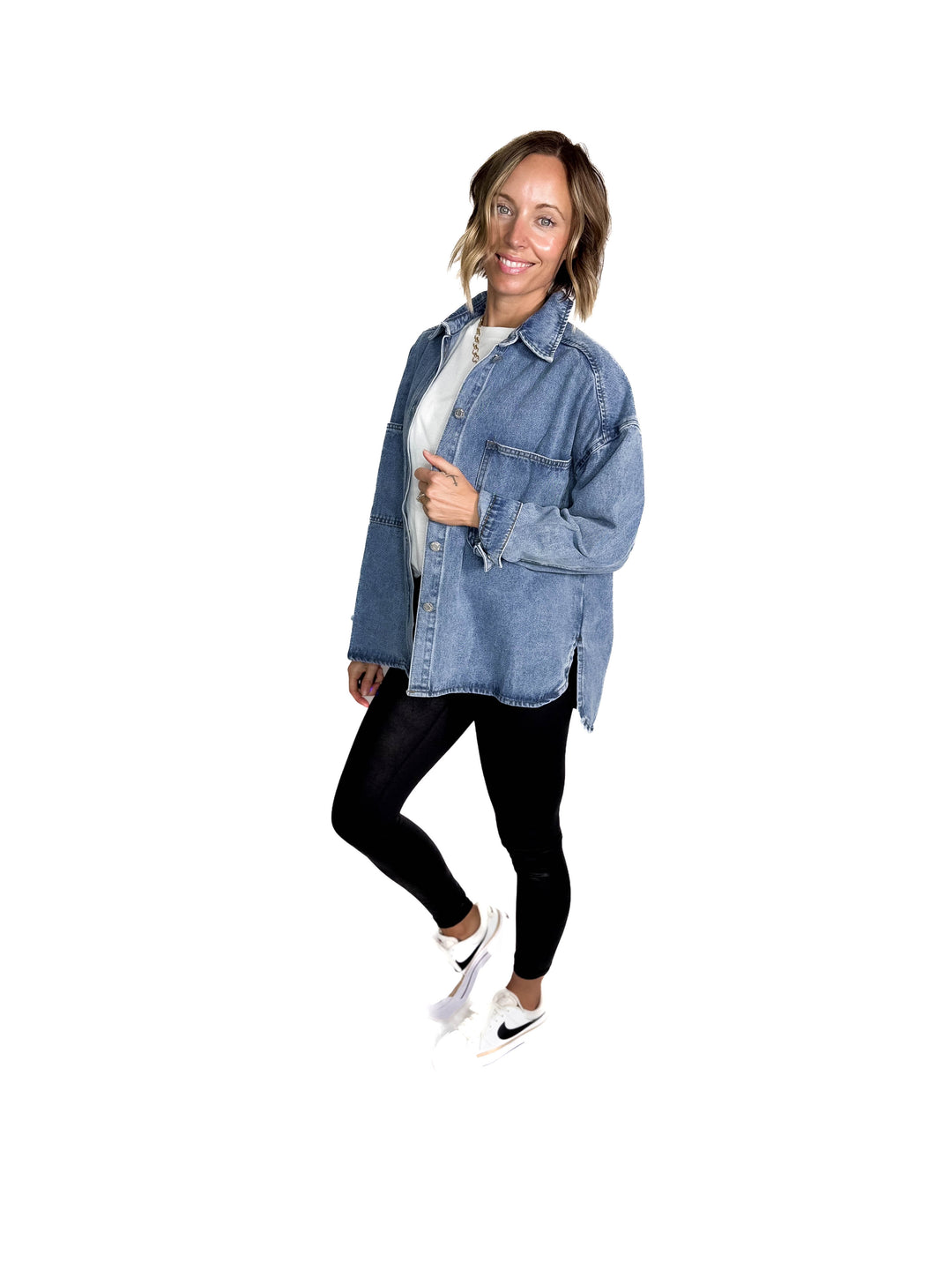 Sloane Denim Shacket- WASHED DENIM